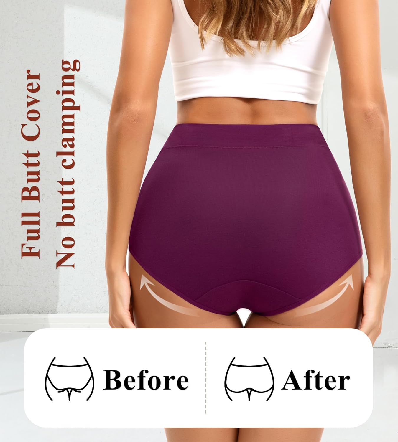 Womens Cotton High Waisted Underwear Comfort Panties 5 Pack Briefs - Image 3