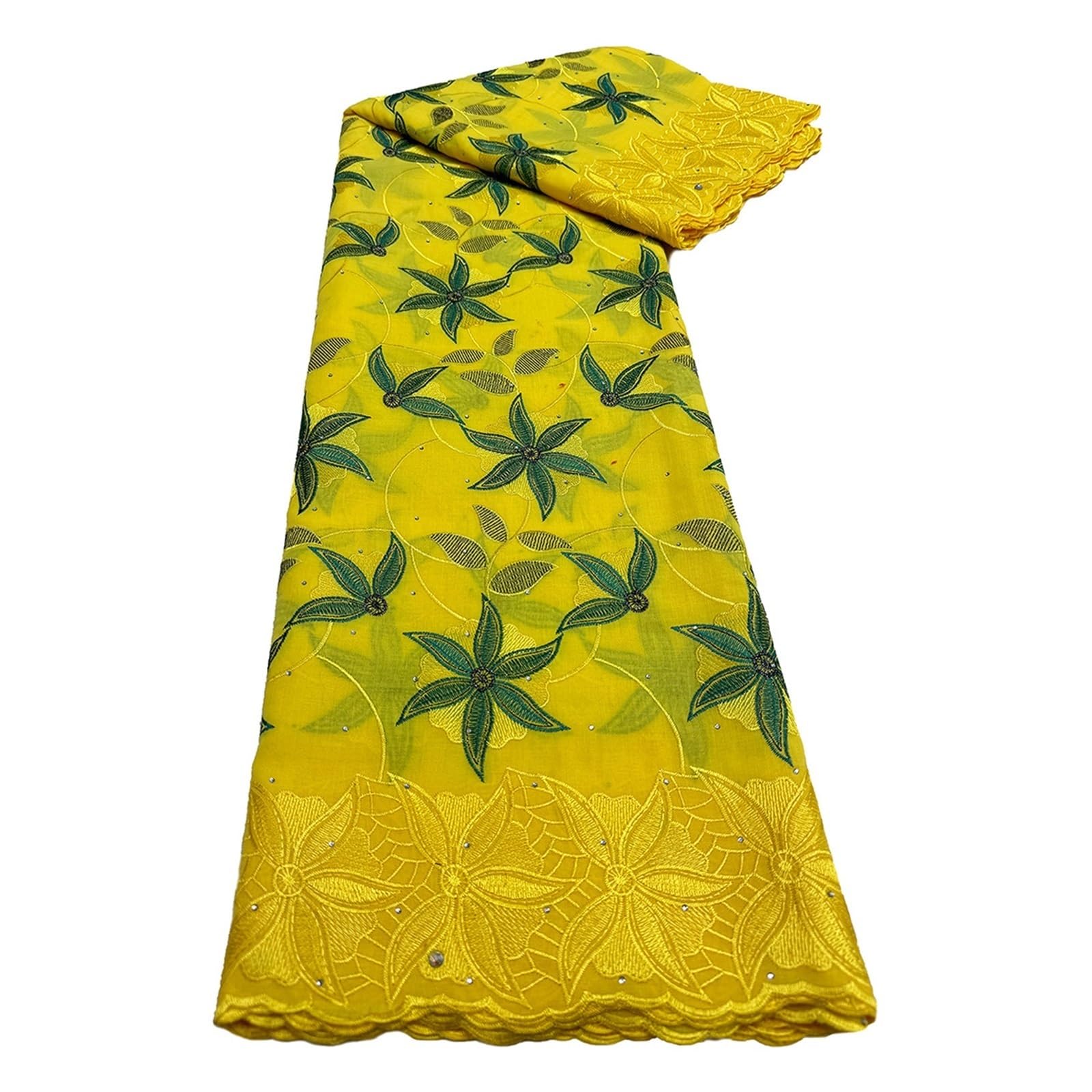 5 Jardów Poliestru, Bawełny, Koronki Z Kwiatowym Haftem, Tkaniny Na Suknie Ślubne W Stylu Afrykańskim PięKny I Elegancki Design(5)