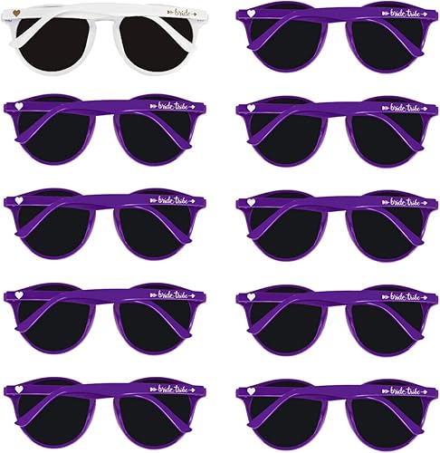 LADY&HOME Gafas de sol de ojo de gato para despedida de soltera, suministros para dama de honor y despedida de soltera, 10 lentes de sol redondos