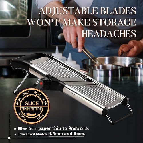 Miniatura 4 de Ourokhome Cortador de mandolina ajustable de cocina cortador de frituras francesas de acero inoxidable para verduras patatas fritas cebolla tomate