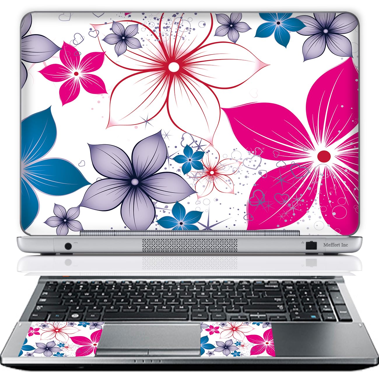 17 17.3 Inch Laptop Skin Sticker Cover Premium Sticker Cover Art Decal Decorative (Included 2 Wrist Pad Skins) - Colorful Flowers