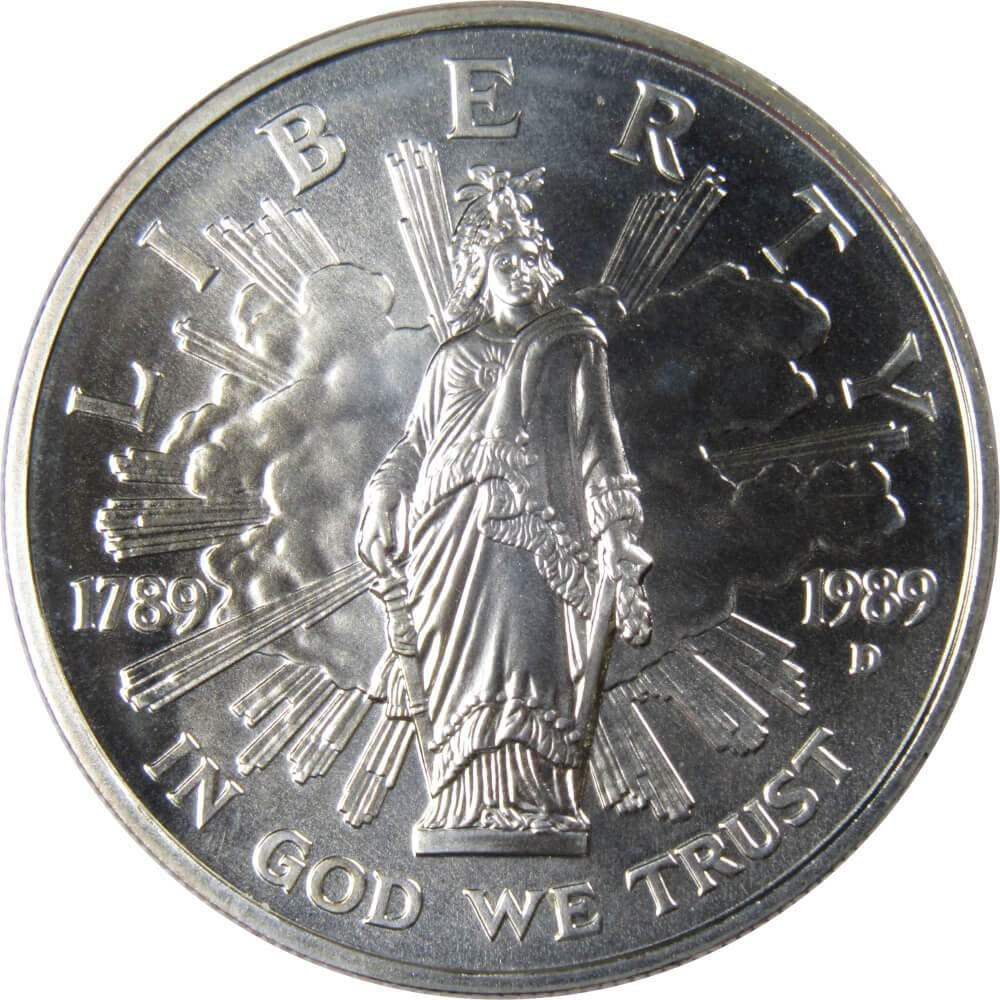 値下げ【認定書付】1989年 連邦議会記念 1ドル銀貨 Dミント 1989 D Congress Bicentennial Commemorative Silver Dollar