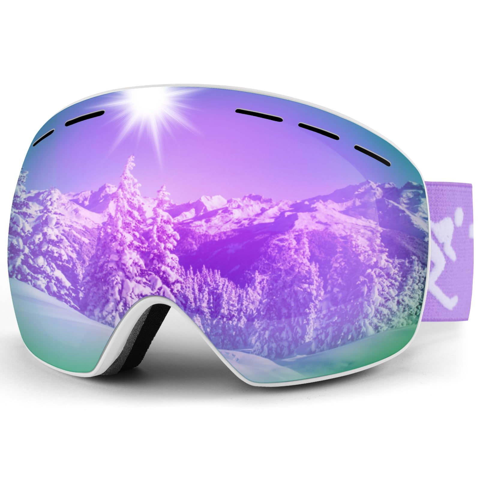 Trusiel Maschera Sci, Occhiali da Sci OTG, Anti Nebbia Anti-UV Maschera da Sci Donna Uomo, Occhiali da Sci Casco Compatibile per Sci Snowboard Sport Invernali