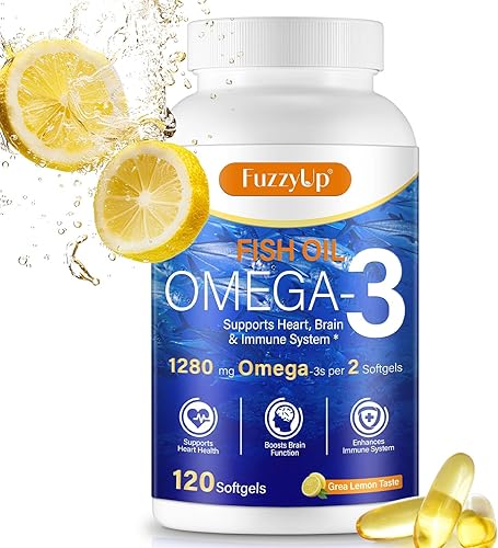Suplementos de aceite de pescado Omega 3 para mujeres y hombres Suplemento Omega 3 de 120 cápsulas blandas con sabor a limón Aceite de pescado