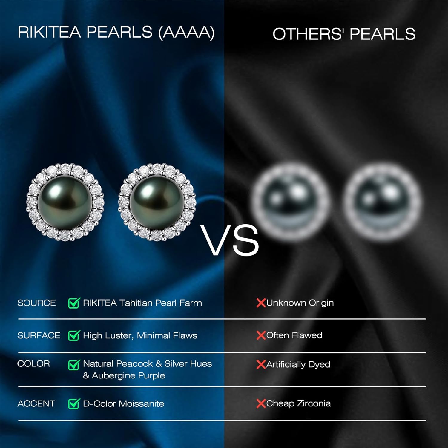 Genunie Tahitian Black Pearl Earrings, 9-11mm AAAA Natural Ocean-Grown Pearls with Sterling Silver Moissanite Earring, Anniversary Wedding Birthday Christmas Gift for Wife Mom Daughter, Women Jewelry