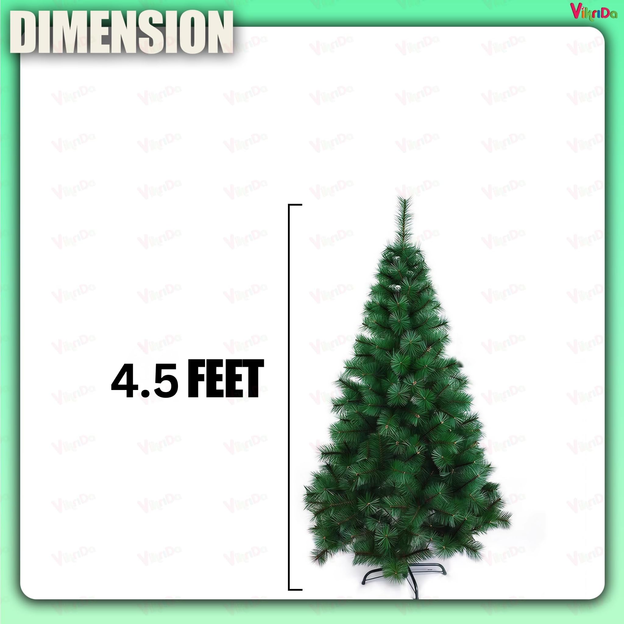 VikriDA 4.5ft Artificial Pine Christmas Tree - Easy Setup! -2