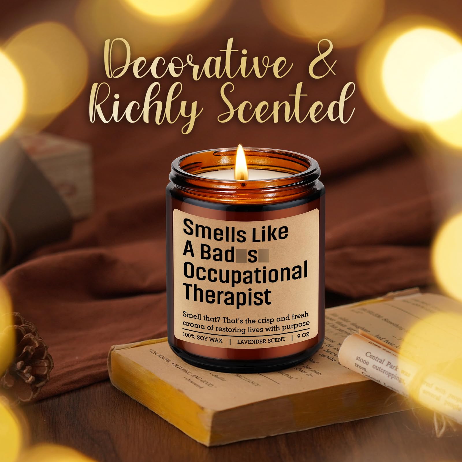 LEADO Candle, Occupational Therapist Gifts - Occupational Therapy Gifts for Women, Men - Funny Appreciation, OT Month, Graduation, Fathers Day, Birthday, OT License Present for School Student, Grad