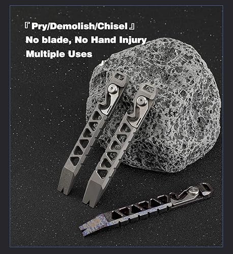 Miniatura 4 de Barra de palanca de titanio, herramienta EDC multifuncional para exteriores, barra de palanca de campamento con clip de bolsillo, herramienta EDC,