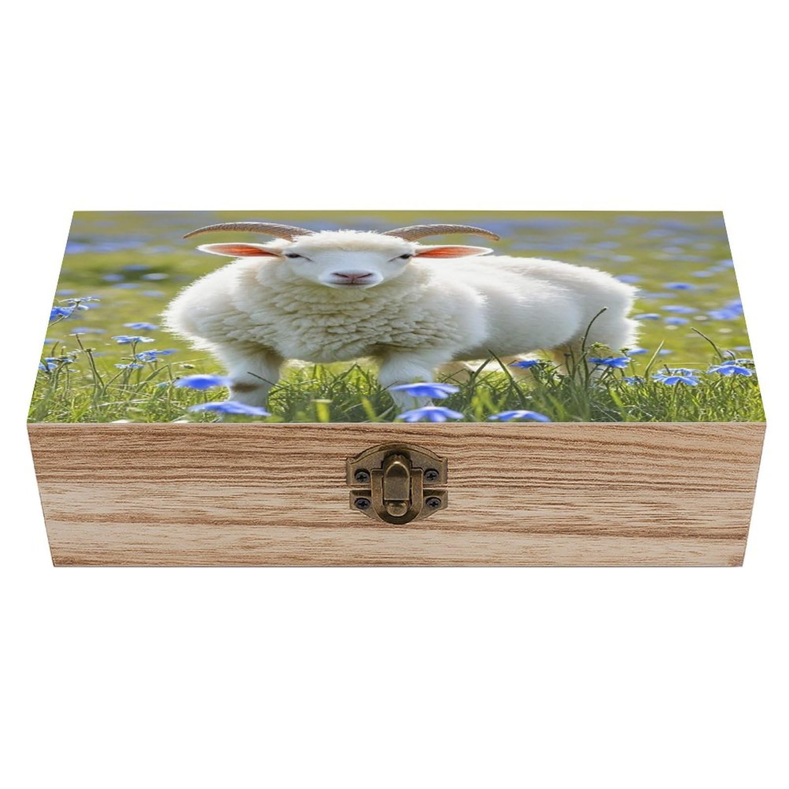 LZQPOEAS Sheep Wooden Box Storage Space to Organize Jewelry in A Beautiful Small Storage Box Decorative Card Boxes Memory Treasure Boxes for Crafts And Photo Storage
