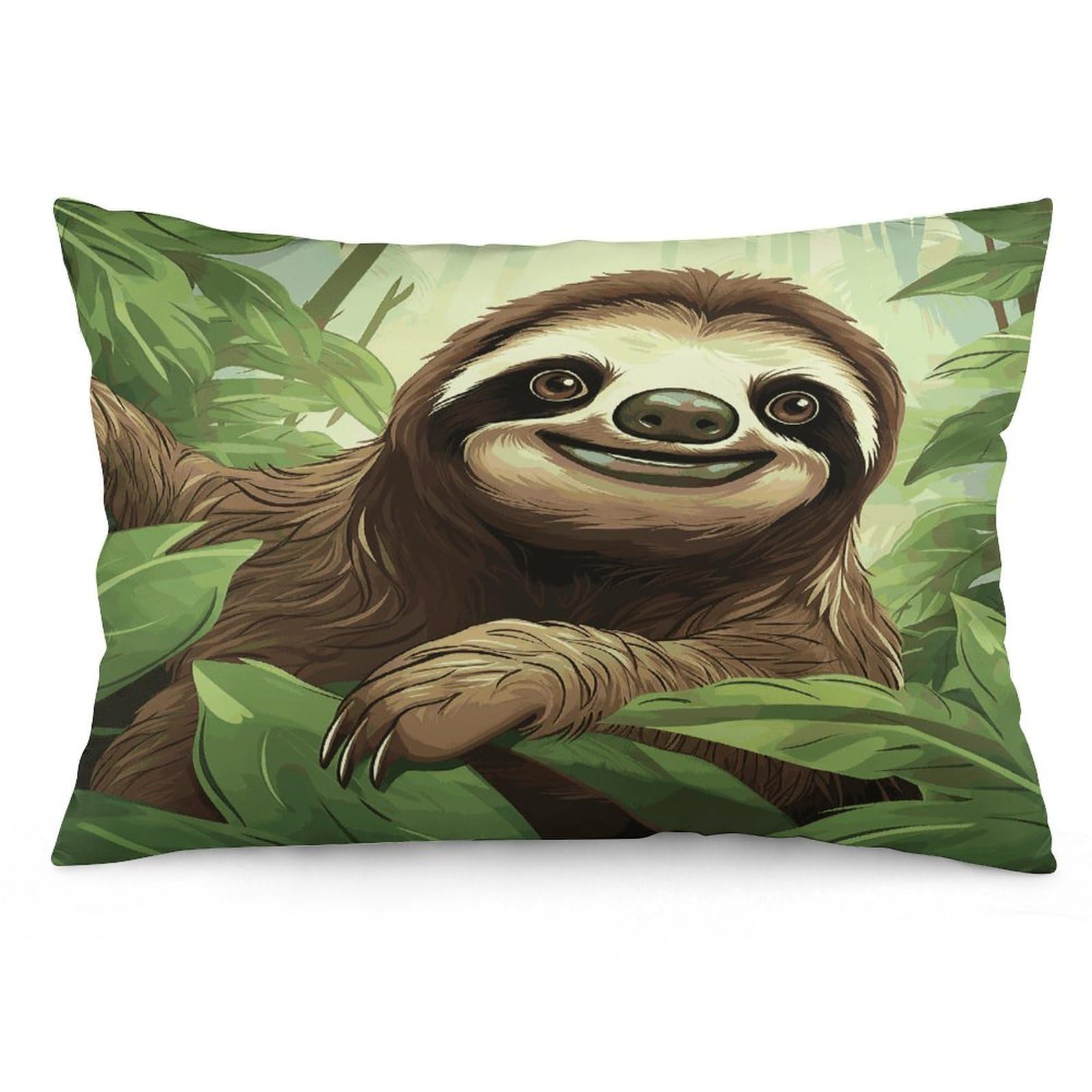 Sloths Background1 Throw Pillow Covers with Silent Zipper Polyester Pillow Protectors Removable Pillow Cases Soft Pillowcase Cozy Pillow Sham Cushion Cover for Sofa Car Bed 12 "x20