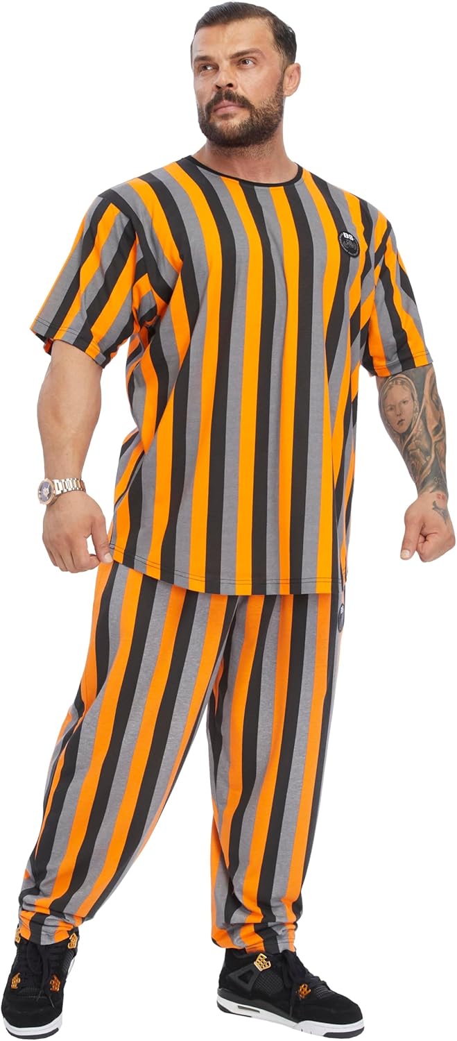 BGSM Men's Loose Fit Striped Sweatpants with Pockets, Oldschool Baggy Gym Training Pants - Image 4