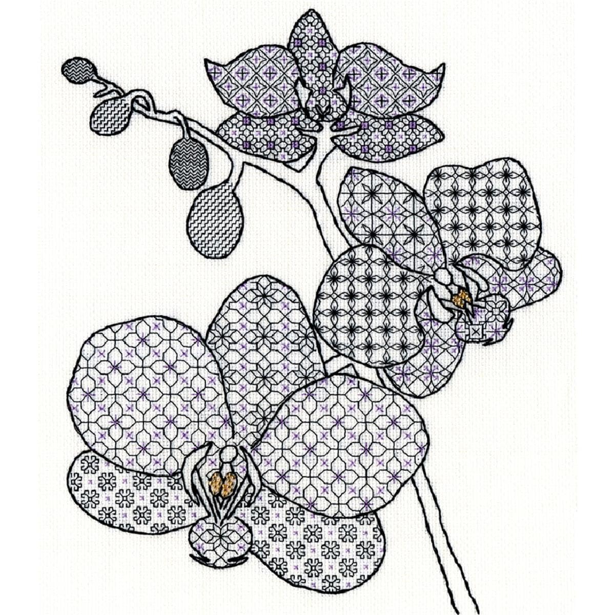 Bothy Threads Blackwork Counted Cross Stitch Kit Orchid 27 x 33 cm XBW2