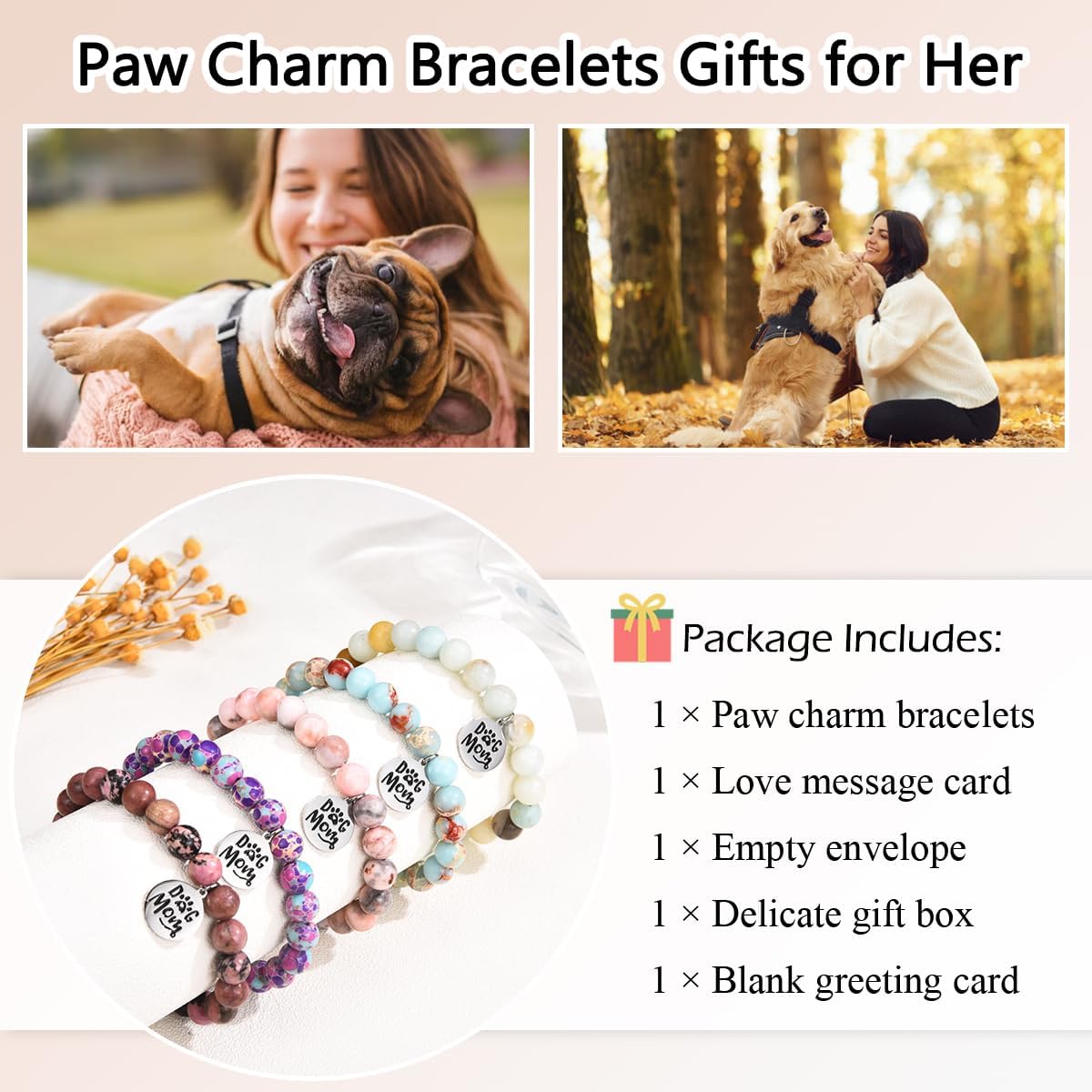 Leyung Dog Mom Gifts for Women, Paw Charm Bracelets, Mothers Day Christmas Birthday Jewelry Gifts for Dog Lovers Dog Mom - Image 6