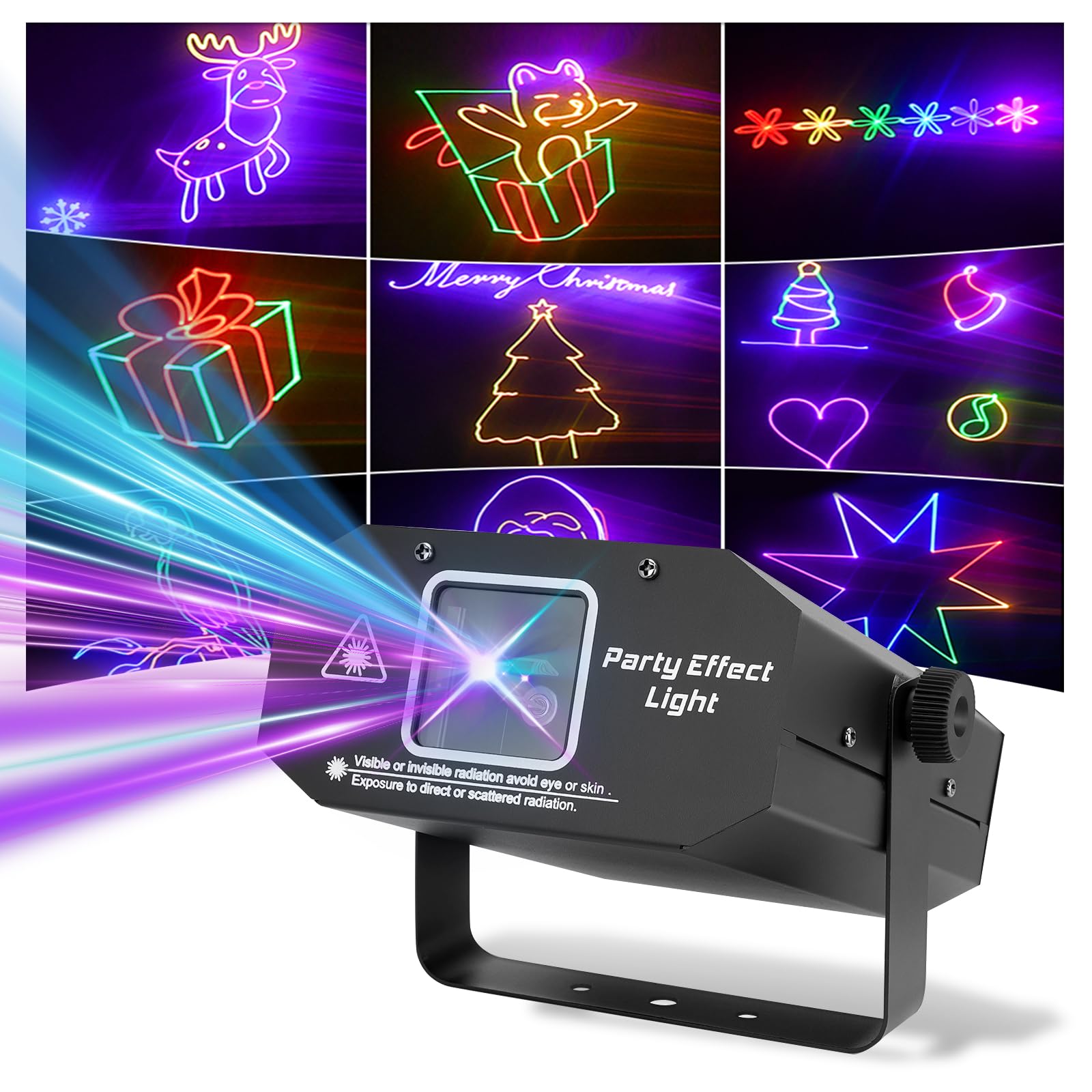 Portable APP Controlled Laser Projector Support Custom Drawing Text Playback Personalized Programming, 3D Animation Laser Light with Sound Active DMX Mode for Stage DJ Party Events