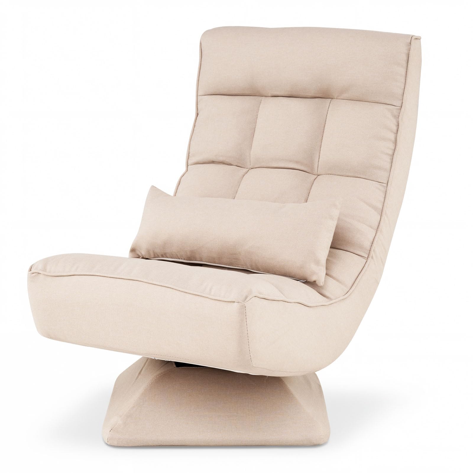 RELAX4LIFE Folding Sofa Chair, 360 Degree Swivel Lazy Floor Chair with 4-Position Adjustable Backrest and Lumbar Pillow, High Back Padded Reading Gaming Lounge Recliner for Living Room Bedroom (Brown) — image 1