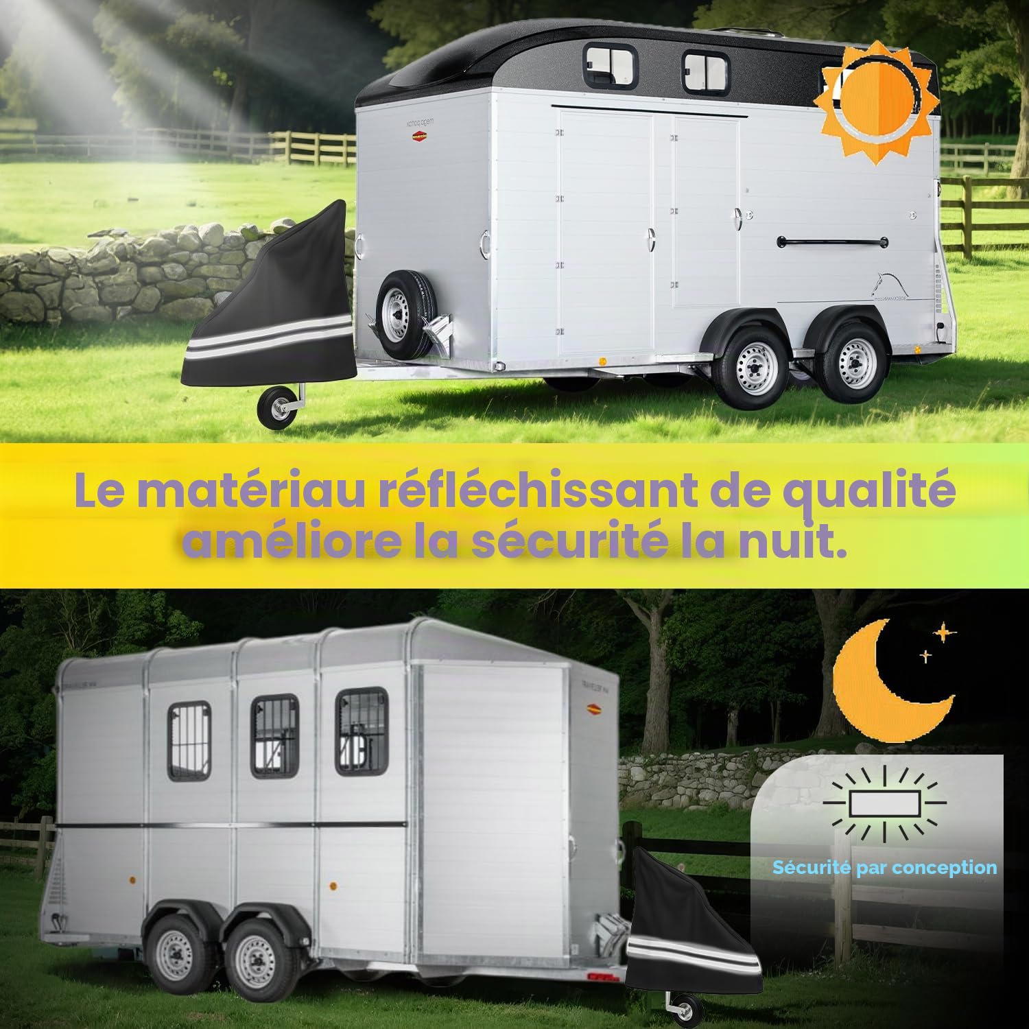 Housse de timon pour cheval - Résistante à l'abrasion, durable, résistante aux rayures, imperméable, résistante aux UV - Pour tous les types de remorques de chevaux