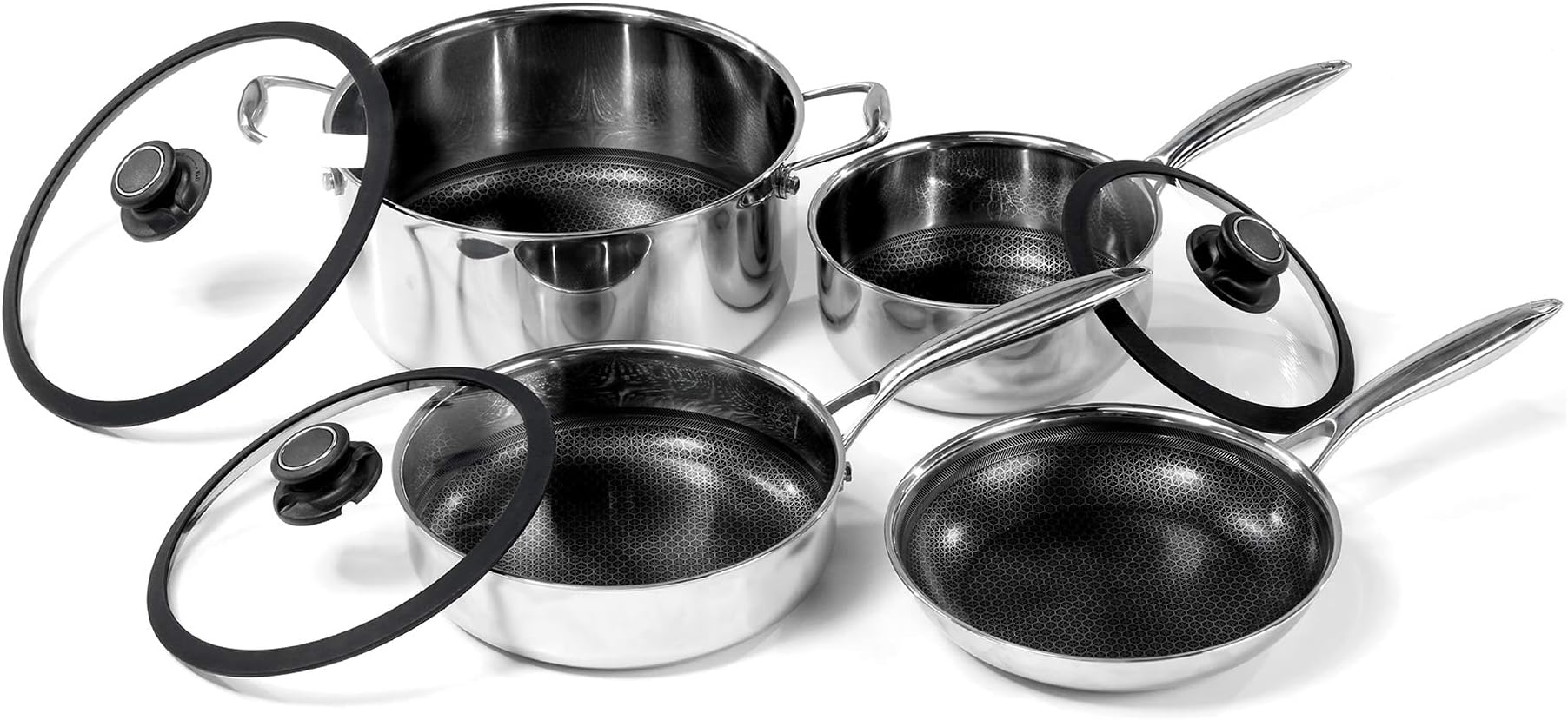 Black Cube Quick Release Cookware 7 Piece Set, Assorted Sizes