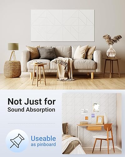 Miniatura 6 de Topnaca Paquete de 18 paneles de pared insonorizados, paneles autoadhesivos a prueba de sonido de 12 x 12 x 0.4 pulgadas para paredes, paneles