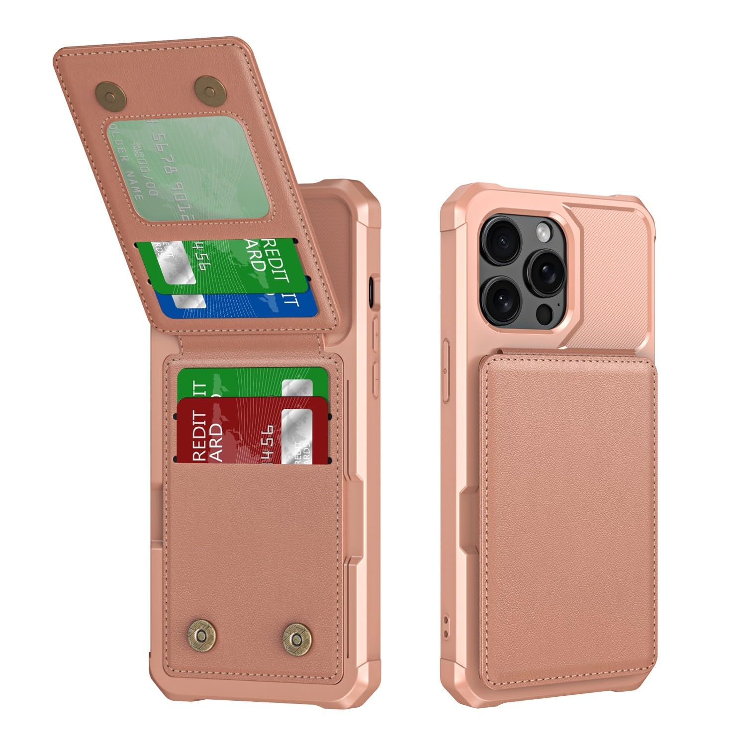 Étui iPhone 14 Plus résistant aux rayures, rabat rigide silicone anti-choc rose gold - 7