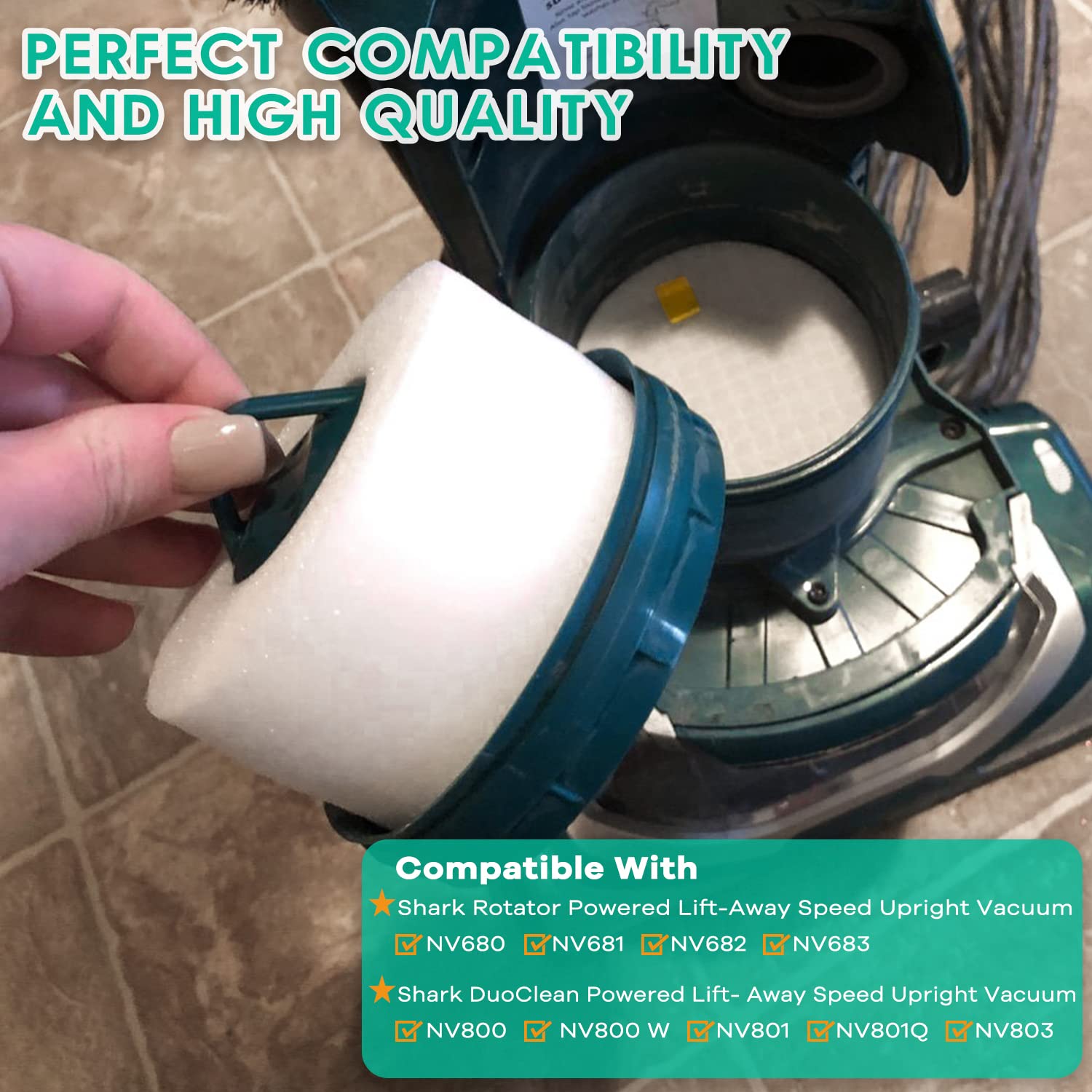 Jollsung 2Pack NV680 Foam & Felt Filters for Shark Rotator DuoClean Powered Lift Away Speed Upright Vacuum Cleaner NV680 NV681 NV682 NV683 NV800 NV800W NV801 NV801Q NV803 UV810, Replace Part # XFF680