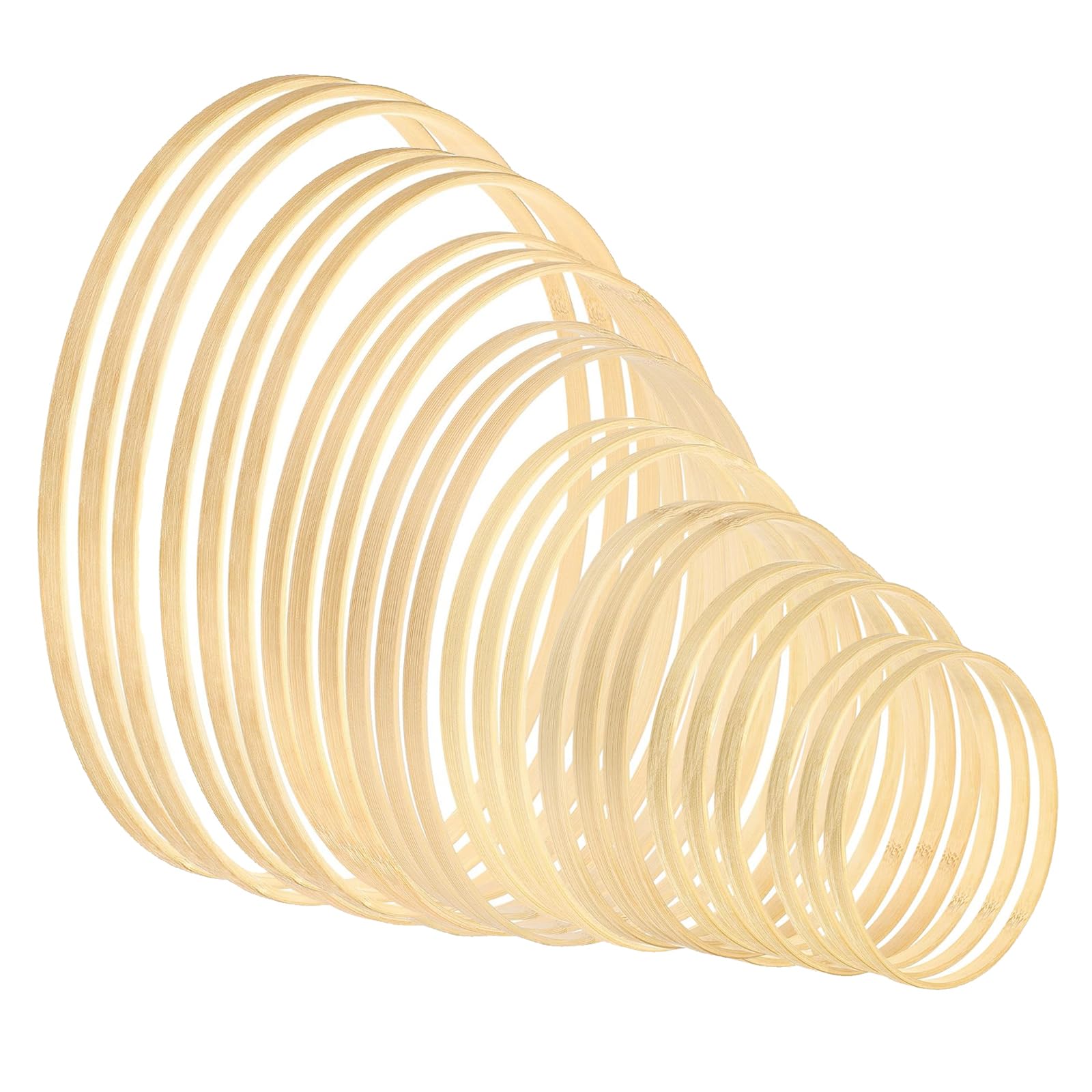 24 Pezzi Cerchio in Legno di Bambù, Anelli in Bambù per Artigianato, 8 misure, 8 – 26 cm, cerchi per ghirlande floreali, Nuziale, fai da te, Decorazione