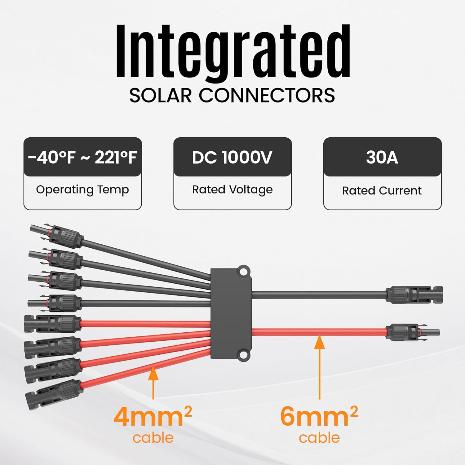 Solar Panel Connector 8 to 2 Solar Y Branch Connectors PV Panels Parallel Connectors Kit Adapter Waterproof Wire Plug Tool for Solar Panel(2 Pcak MF/FFFFMMMM)