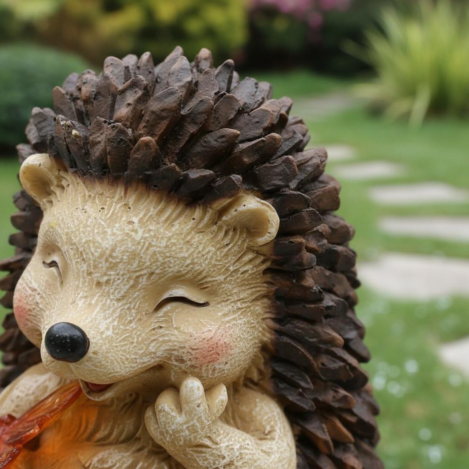 Sharplace Igel Solarlicht Figur Garten Skulptur Statue Deko Ornament aus Robustem Harz mit Feiner Reliefoptik Und Automatischer Dämmerungsbeleuchtung für