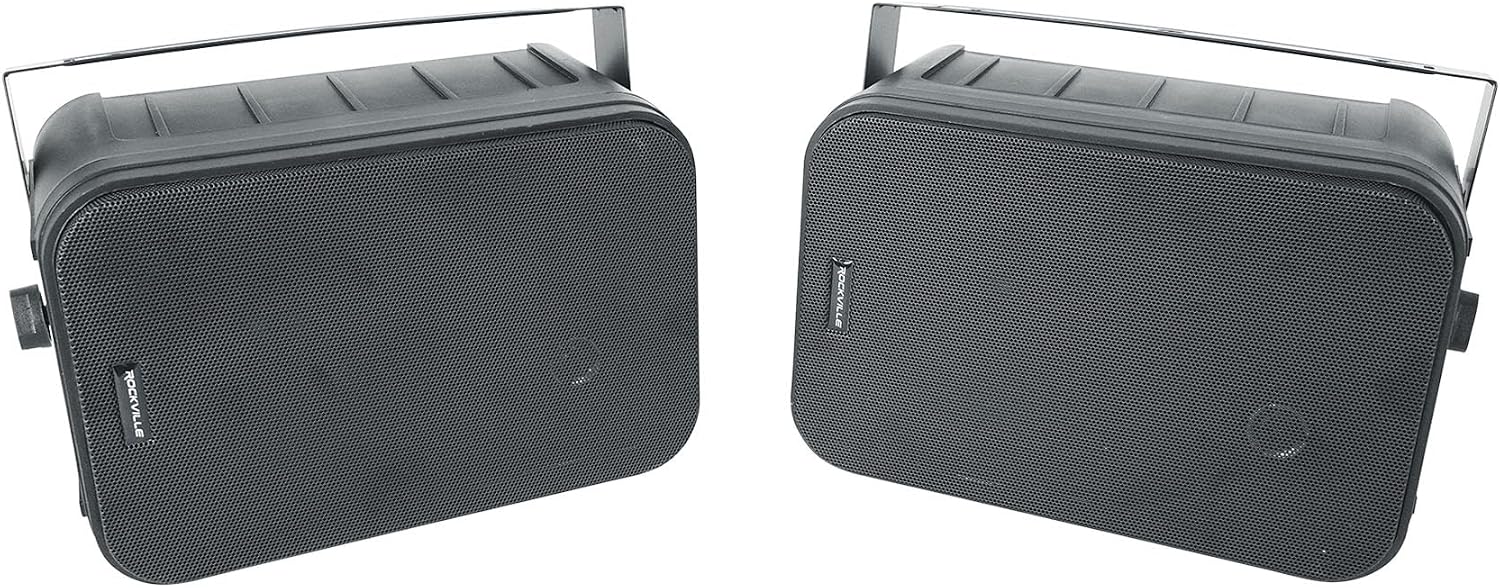 Rockville HP65S-8 Black 6.5" 500W Indoor/Outdoor Waterproof Speakers 8-Ohm with Swivel Mounts and Rustproof Metal Grilles, for Home, Patio, or Commercial Use, 8-Piece