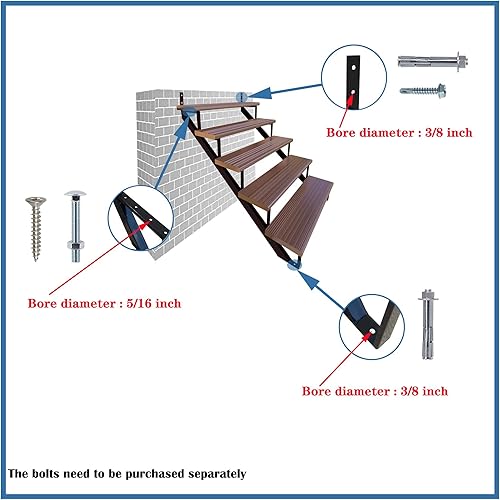 Miniatura 3 de MTB - Marco de escalones de acero negro para escalera de cubierta