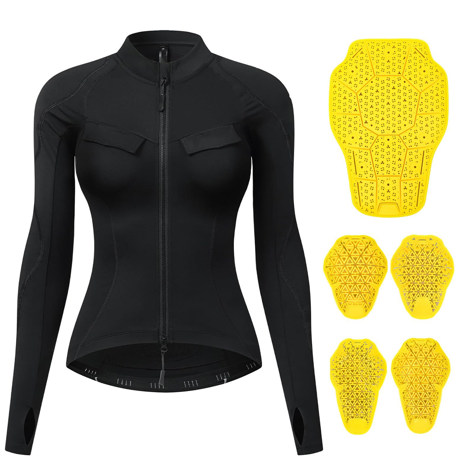 Giacca Moto Donna con Protezioni CE, Camicia Protettiva Slim Fit Traspirante e Leggera, Attrezzatura da Motociclista per Tutte le Stagioni Maglia Sportiva Outdoor Abbigliamento