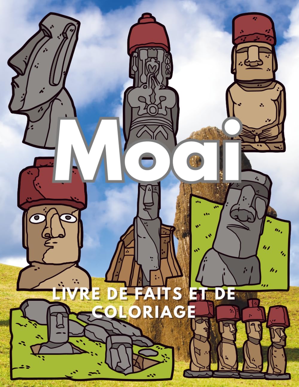 Moai : Faits et Livre de Coloriage: Livre d'activités pour les enfants de 2 à 16 ans