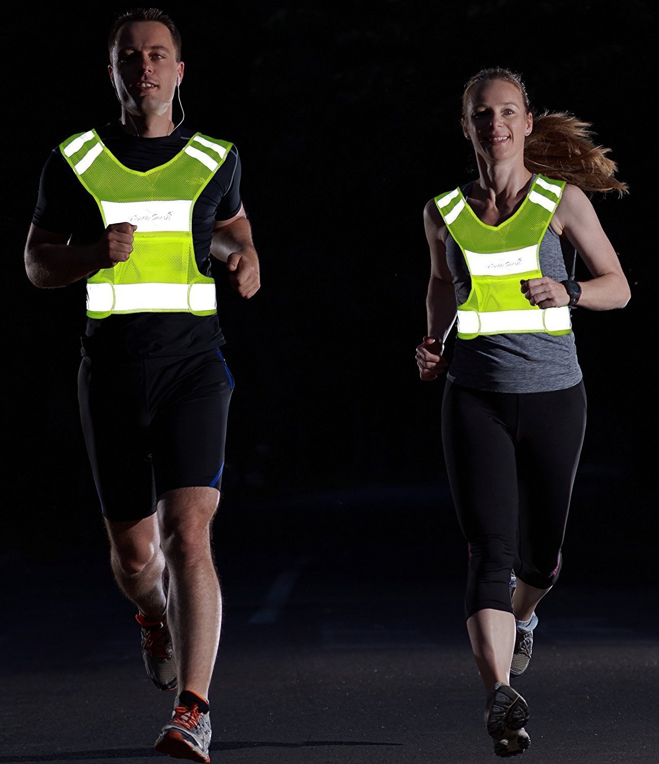 Reflective Adjustable Safety Sports Vest - Men and Women - Yellow Large