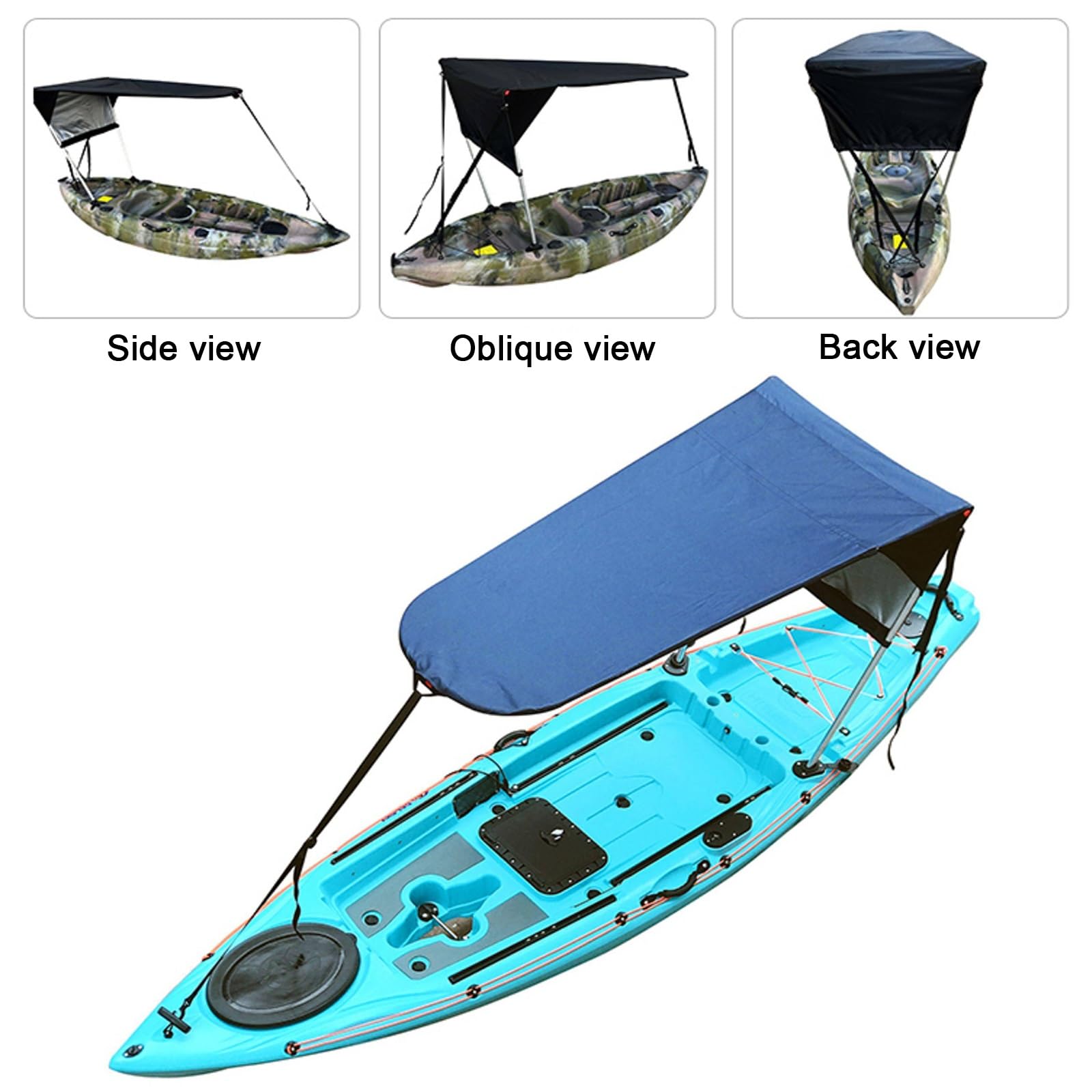 Tendalino Barca, Tendalino per Gommone con Struttura in Alluminio, Tessuto Oxford 600D, 3 Cinghie in Nylon, per Imbarcazioni da 40 a 120 cm di Larghezza(Blue)