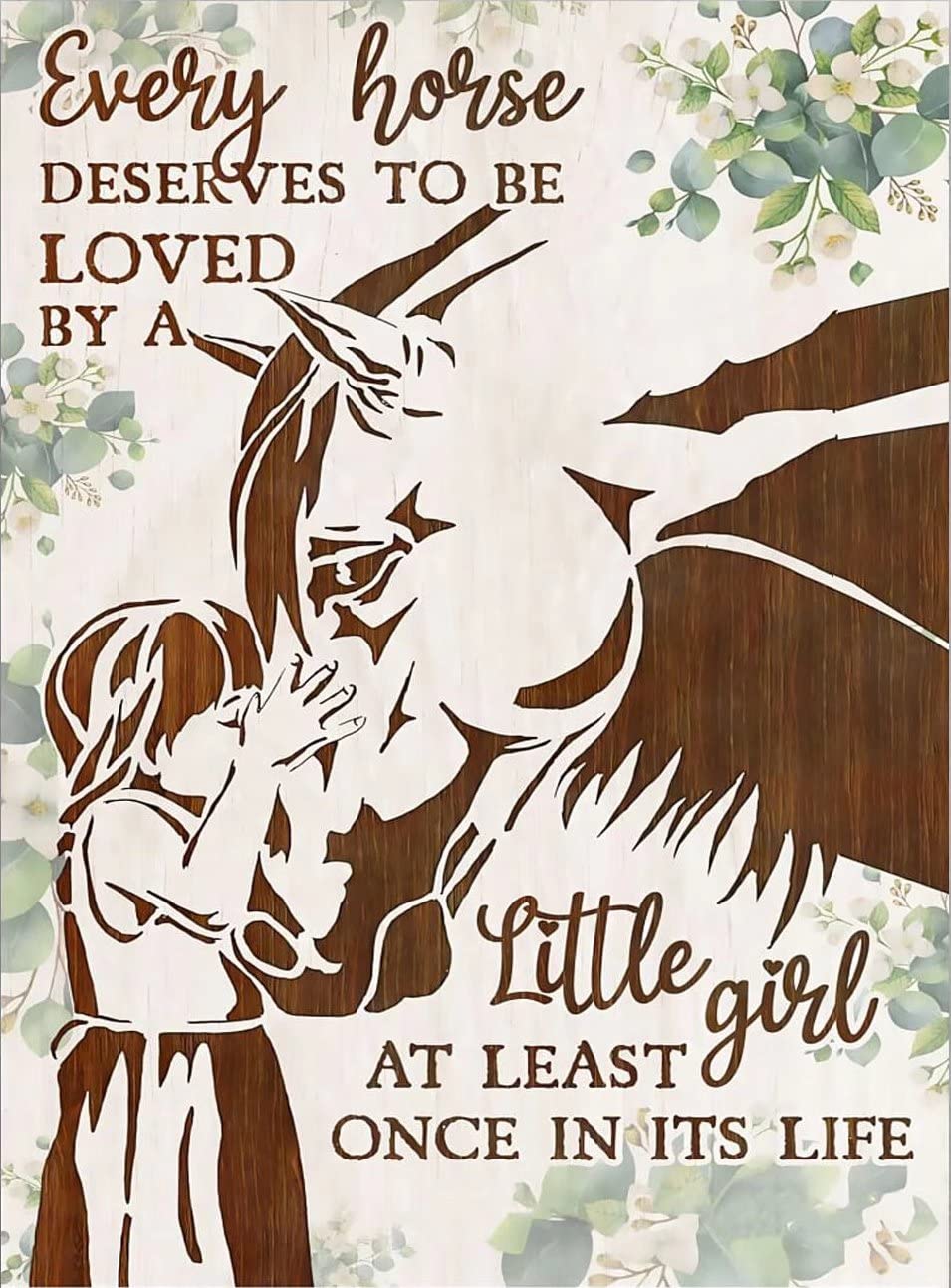 Little Girl and Horse Metal Tin Sign,Vintage Wall Decor Retro Art Sign Funny Decor for Home Bar Pub Cafe Farm Room Metal Poster 12x16 Inch