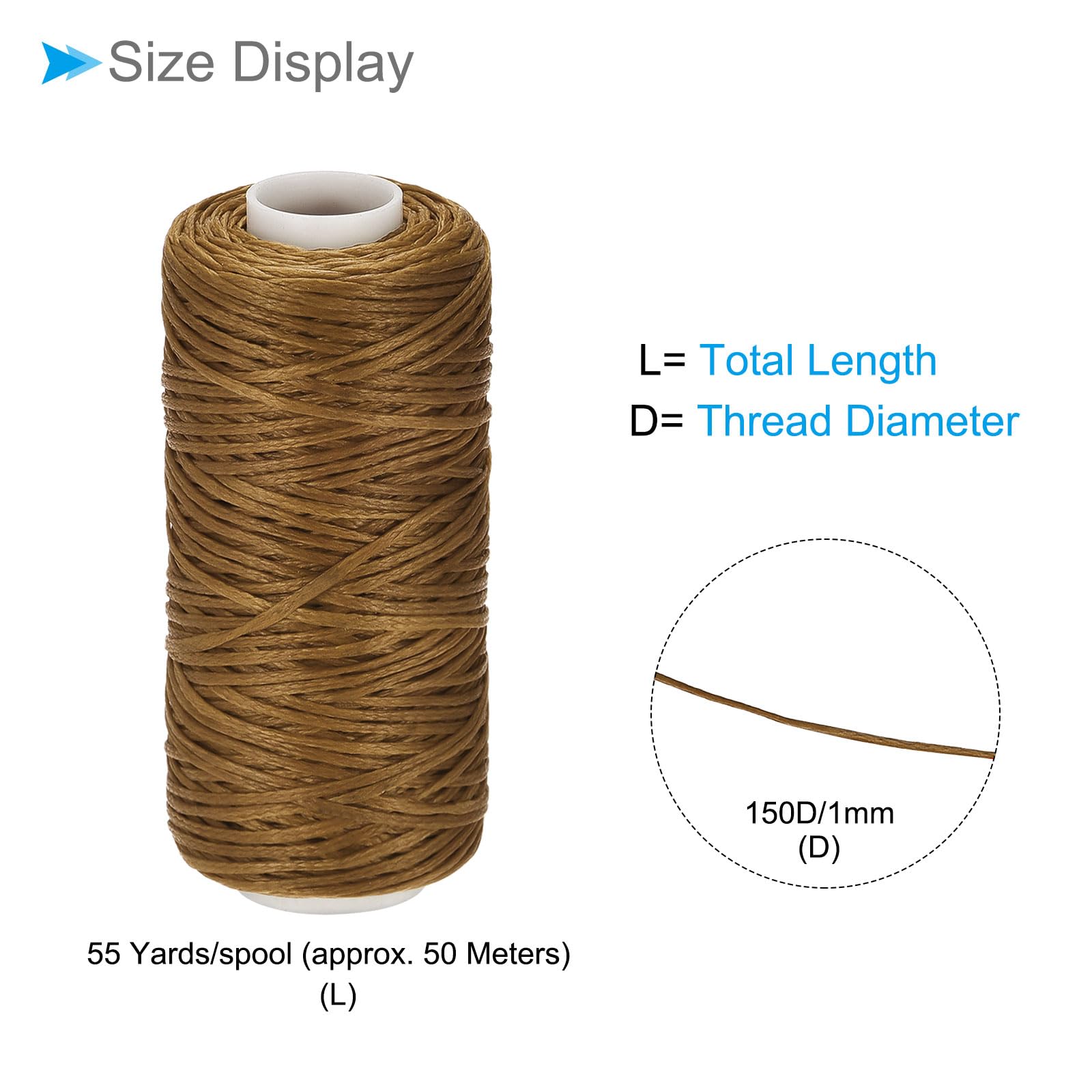 CoCud Leather Sewing Threads, 55 Yards 150D/1mm Thread, Polyester Stitching Thread Golden Brown - Image 2
