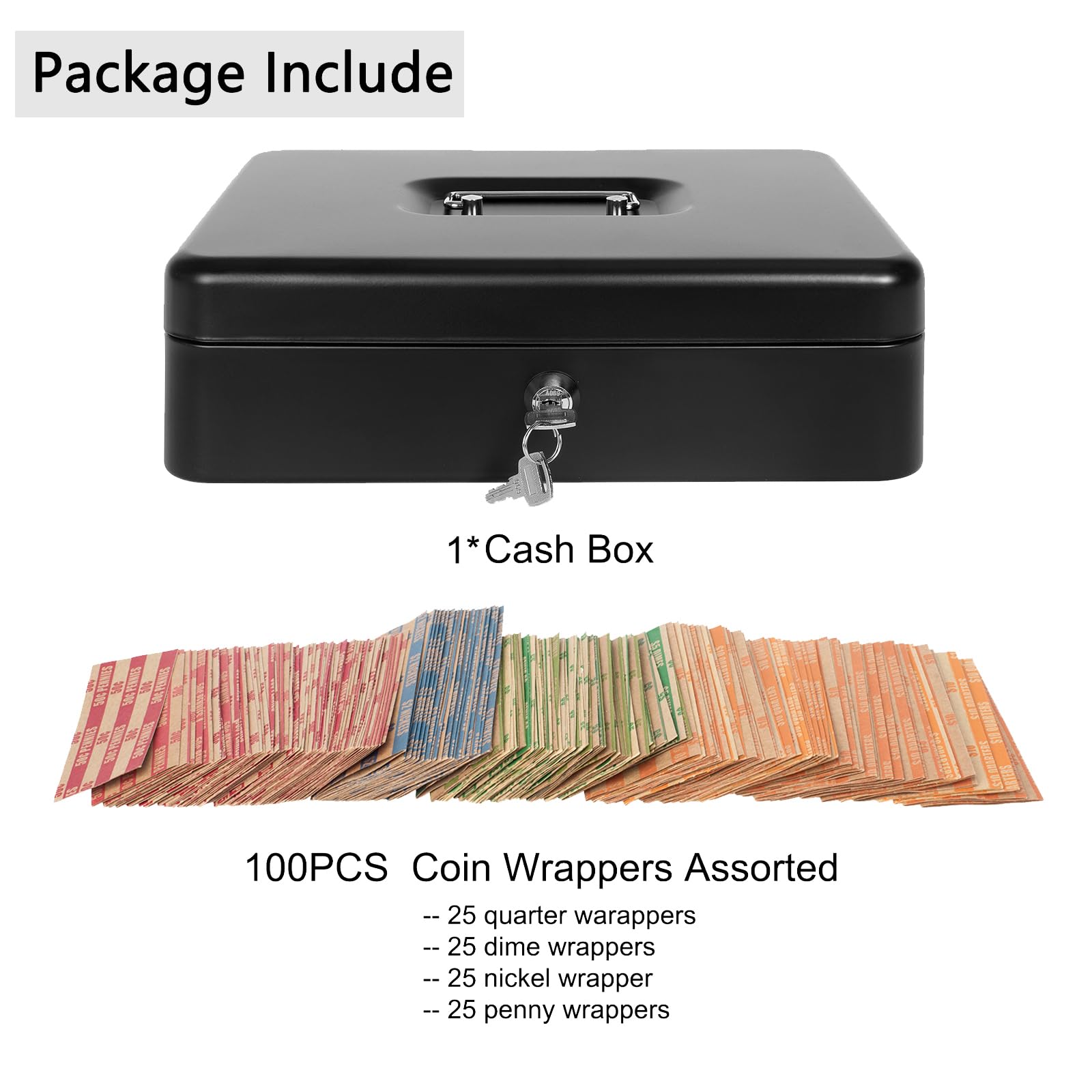 Amazon.co.jp: SafeCashボックス 鍵とマネートレイ付き 金属製貯金箱