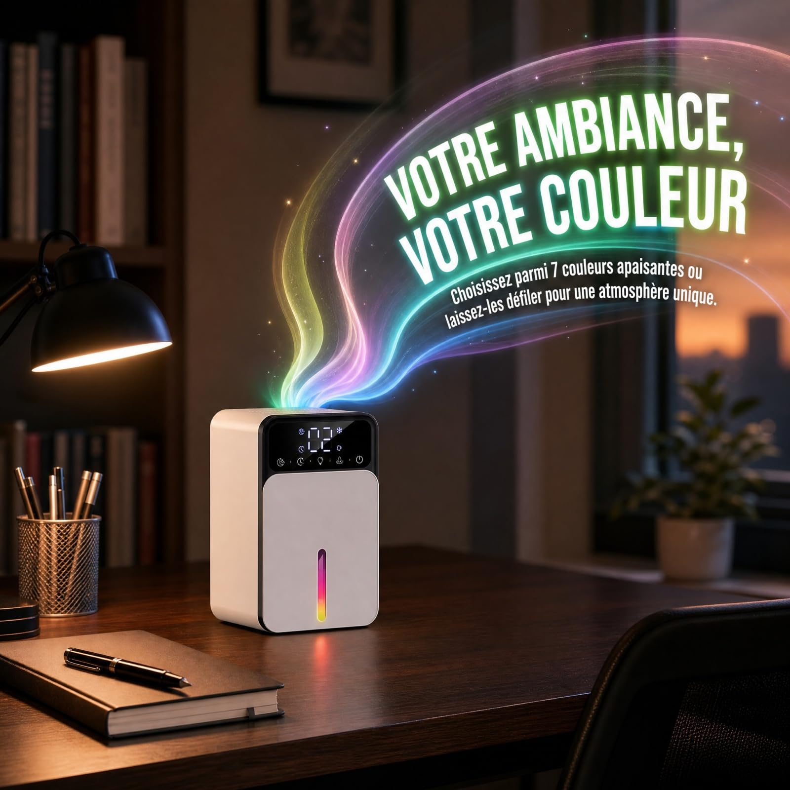 Déshumidificateur d air électrique 1500ml lcd niveaux ajuster et 3 modes déshumidification d'air avec minuterie Blanc