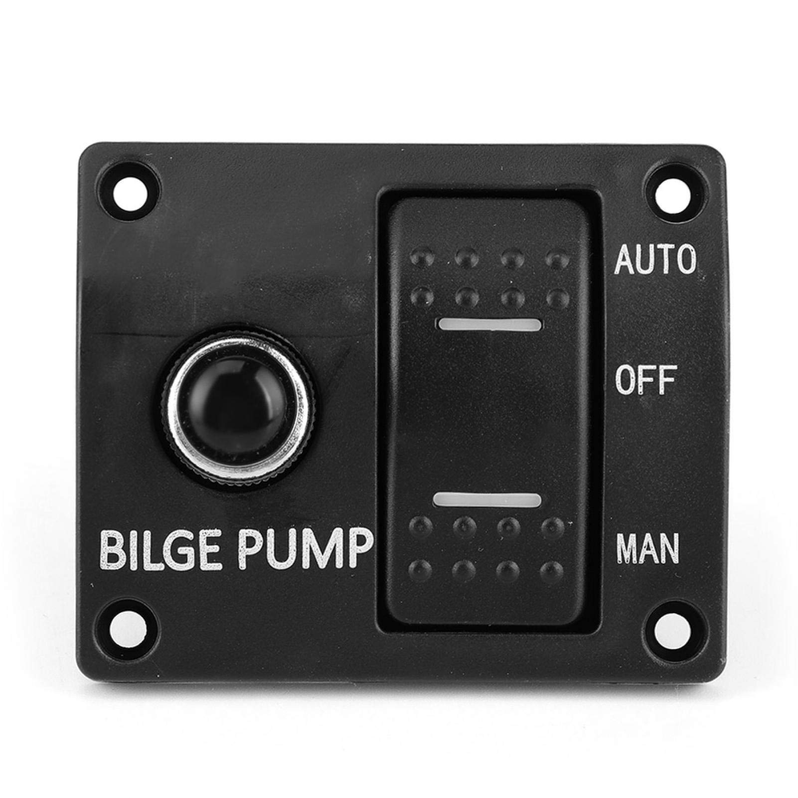 Bilge Pump Switch Panel Bilge Pump R 3-Way Bilge Pump Switch Panel Auto/Off/Manual 12V 24V with LED Indicator Built-in 15A Circuit Breaker