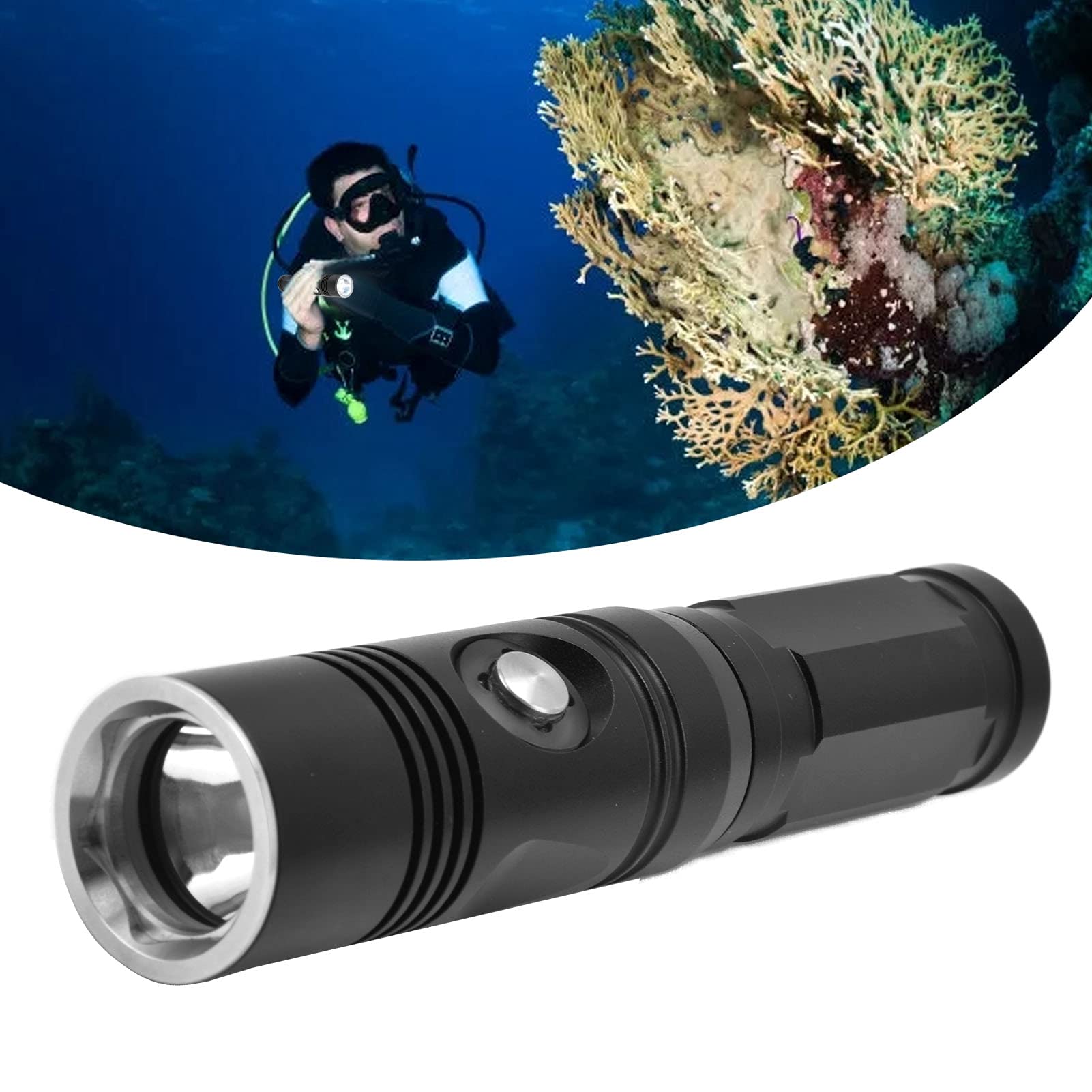 Lampada subacquea, per pesca subacquea, luce di riempimento, impermeabile IPX8, 5 modalità di illuminazione, per immersioni profonde 80 m, sport acquatici all'aperto
