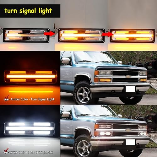 Miniatura 9 de Tonsya Lente ahumada compatible con GMC Chevy CK 150025003500 1991 1992 1993 1994 1995 1996 1997 1998 150025003500 para camiones de luces de