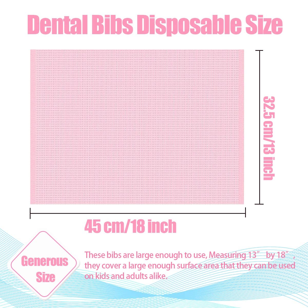 60 bavaglini monouso per pazienti, 33 x 45,7 cm, 3 strati impermeabili per tatuaggi, tovaglioli di carta per dentistica, stazione di tatuaggi e salone (rosa)