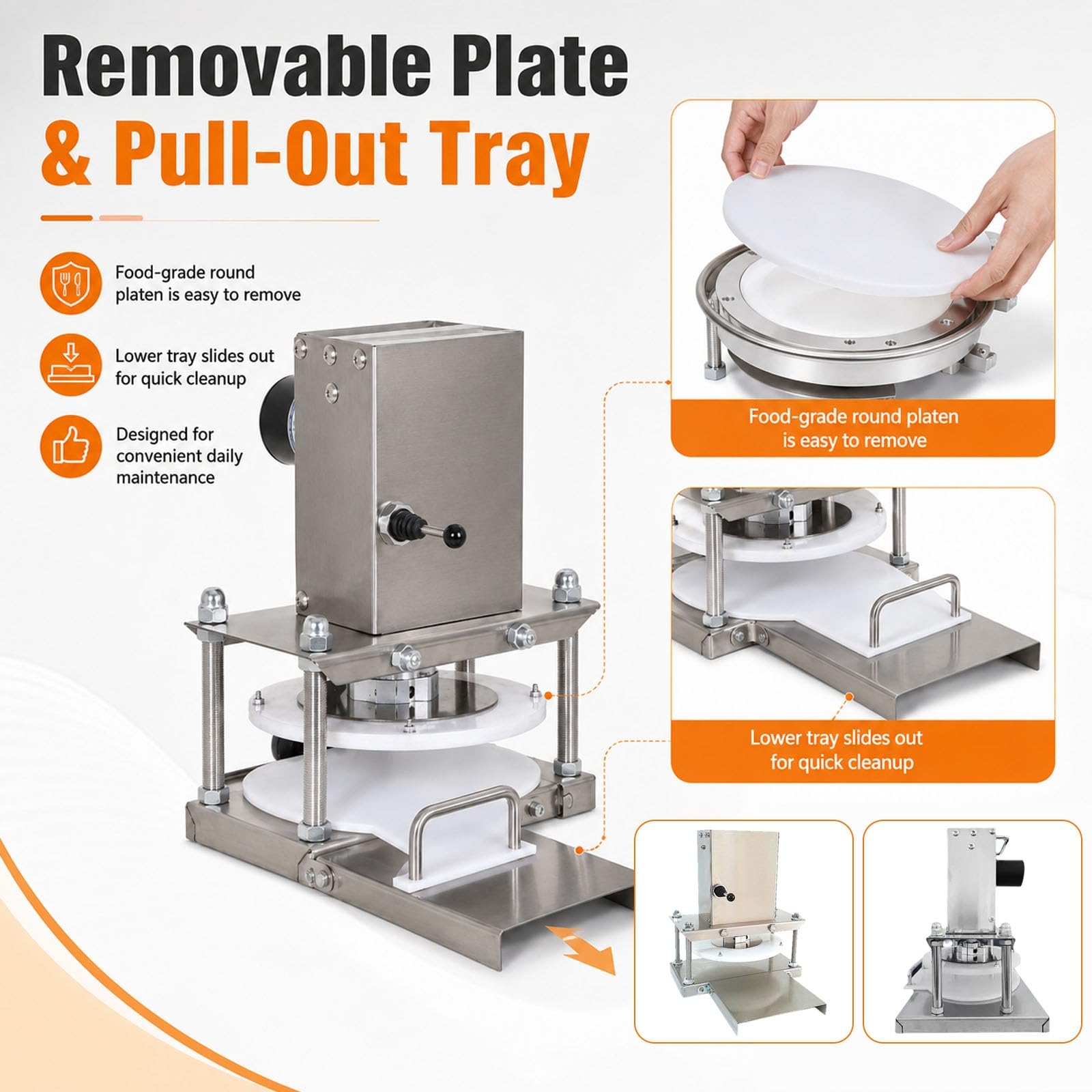 Pressa Elettrica Professionale per Impasto Pizza, Tortilla E Polpettone | Rullo per Pizza Ad Alta Velocità, 400 Pezzi, Fino a 22/25/30 Cm, Acciaio Inossidabile, Interruttore a LEVA(22cm)