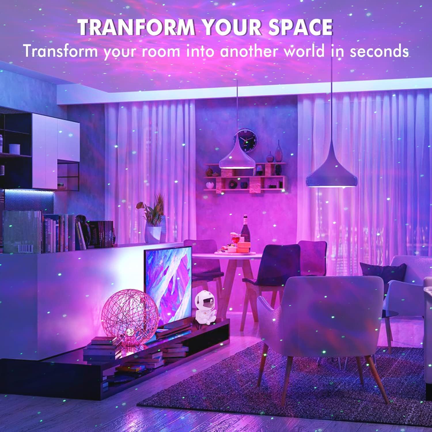 MIXES Projecteur de galaxie astronaute, veilleuse nébuleuse avec minuterie et télécommande, cadeau pour enfants, décoration de chambre, projecteur de lumière spatiale pour chambre d'enfants (guitare