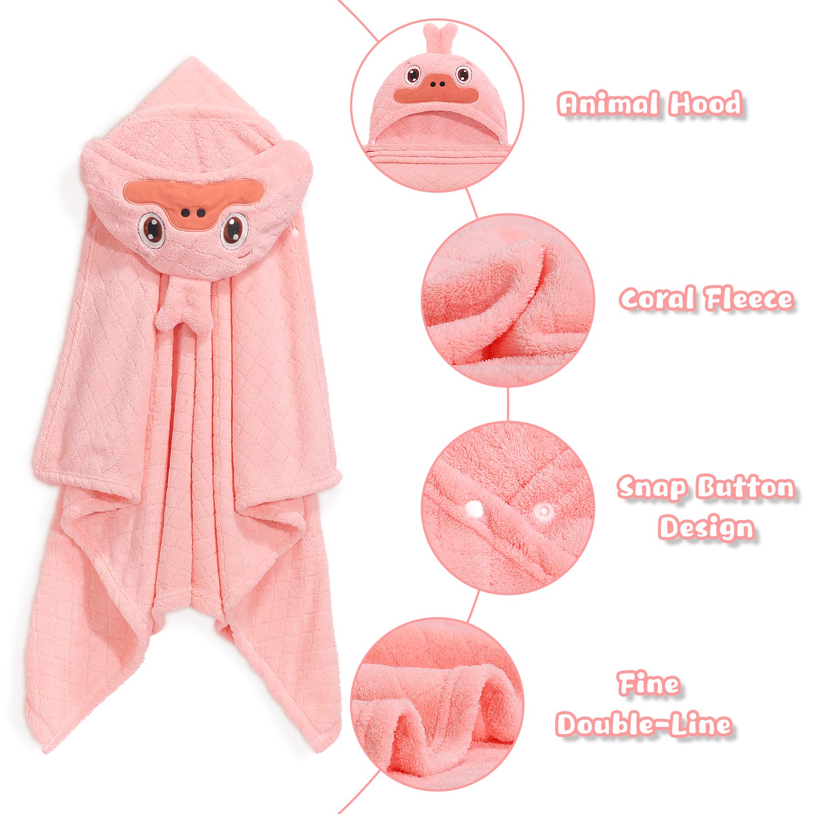 Toallas con capucha para niños pequeños, toallas con capucha de animales suaves y absorbentes para niños pequeños, paquete de 2 toallas de baño grandes de 50 x 32 pulgadas, toallas de baño