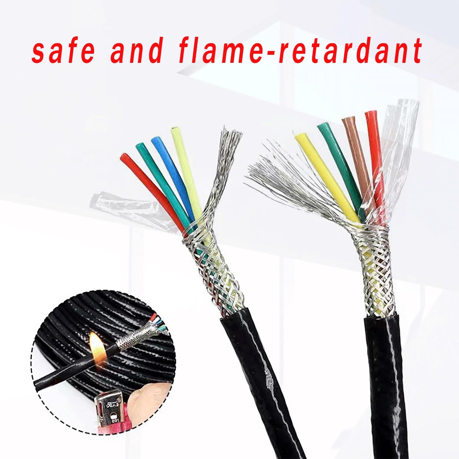 Cavo Di Segnale Schermato Ad Alta Temperatura AFPF/KFFP, Isolato In PTFE, Resistente Alle Interferenze Elettromagnetiche, 300 V, -60 °C ~ 200 °C, For Sensori, Automazione,(100ft,0.5mm²-5C)