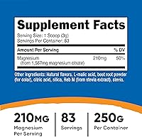 Vista 2 de Nutricost Polvo de citrato de magnesio (ponche de fruta, 8.82 oz)