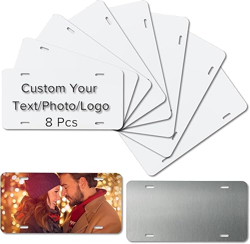 8 piezas de sublimación en blanco para matrícula, etiqueta de aluminio para placa de automóvil, transferencia térmica de imagen de bricolaje,