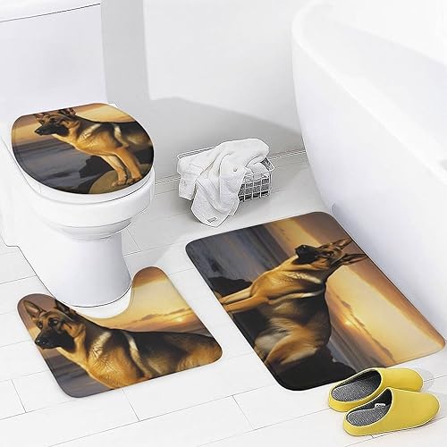 Miniatura 4 de Juego de 4 cortinas de ducha de baño, juegos de baño con alfombras (tapete de baño, forma de U y tapa de inodoro), juego de decoración de baño de