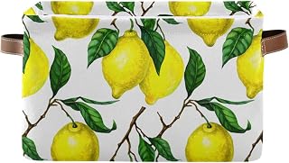 Lemon Zest Storage Bins Collapsible Storage Basket with Metal Frame, Fabric Shelves Bins Closet Baskets with Handles, 1-Pack