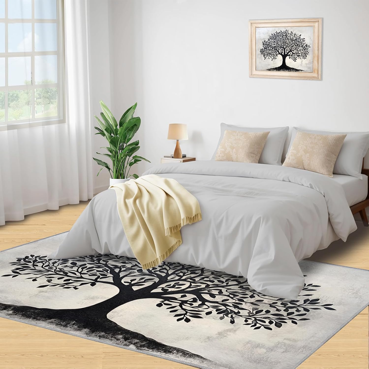 2x3 Minimalist Tree of Life Rug - Classic Branch Art Doormat Outdoor Entrance, Tree Aesthetic Laundry Room Carpet Non Slip Accent Throw Rugs for Bathroom Kitchen Sink Front Door